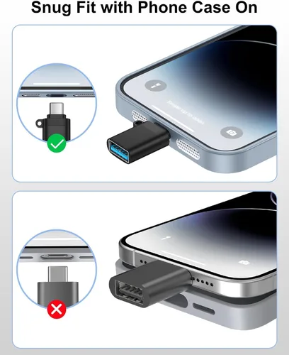 Vista 6 de Adaptador USB C a USB, USB C hembra a USB macho adaptador para iPhone Negro