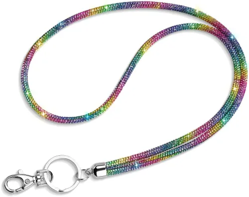Vista 9 de Artscope Cordón para tarjetas de identificación, 34.8 pulgadas, correa de cuello de cristal brillante, cadena para mujer, collar (5 unidades)