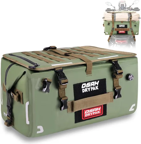 Vista 8 de OSAH DRYPAK Bolsa trasera impermeable para motocicleta, 40L Bolsa de lona impermeable, bolsa seca para motocicleta, bolsa de equipaje multifuncional