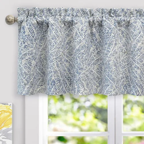 Vista 30 de DriftAway Briony - Cortina opaca con amarre para cocina, ajustable, diseño de globos, líneas texturizadas, estampadas, persianas romanas