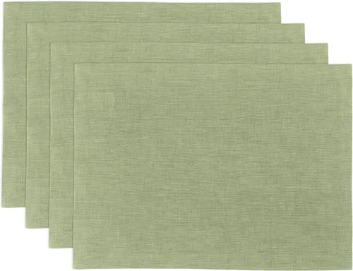 Vista 14 de Solino Home Athena - Juego de 4 manteles individuales cuadrados de lino natural claro de 14 x 14 pulgadas, manteles individuales 100 % lino puro