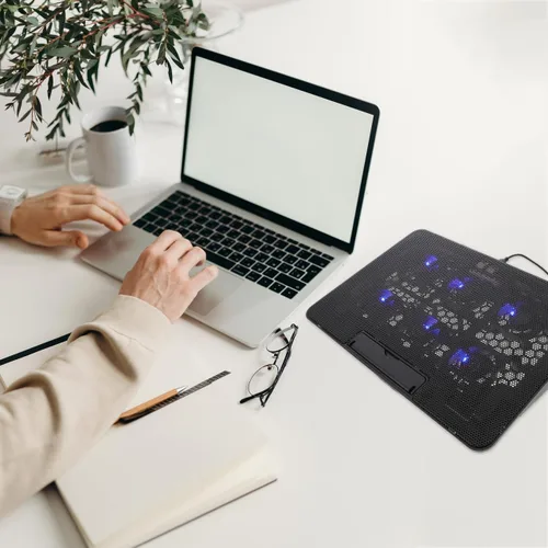 Vista 8 de Homsfou Almohadilla de enfriamiento para laptop de 15.6", soporte de ventilador de enfriamiento portátil para portátiles de 15.6", diseño