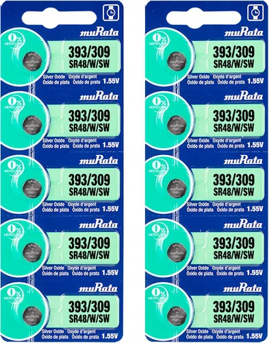 Vista 10 de Murata Batería 393/309 SR48/W/SW 1.55V Celda de botón de reloj de óxido de plata (5 baterías)