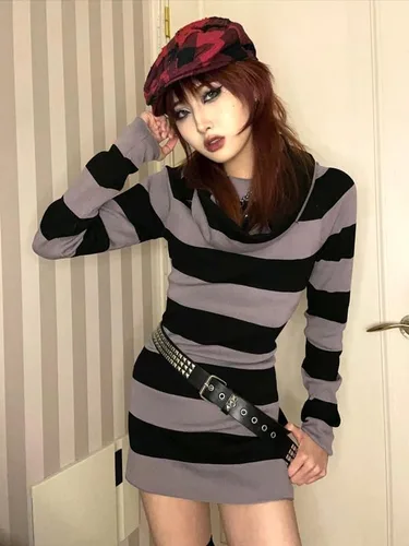 Vista 5 de EMMIOL Sweater Dress for Women Mini Sexy Cable Knit Ribbed Striped Short Fitted Pullover Sweaters Dresses Fall Winter