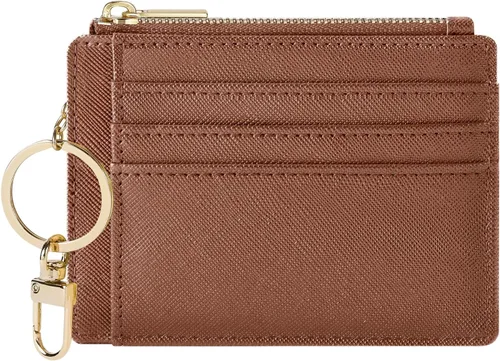 Vista 19 de Sodsay Estuche para tarjetas, cartera delgada con bolsillo frontal, para mujer, sujetatarjetas con llavero Slim, Front Pocket, Credit Card Holder