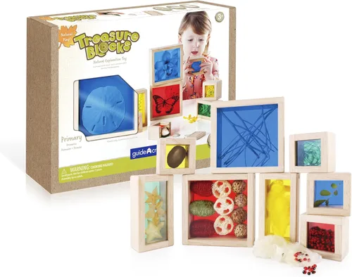 Vista 10 de Guidecraft Bloques de tesoros - Transparentes: bloques de observación de madera lisa con ventanas transparentes, juguete educativo para niños