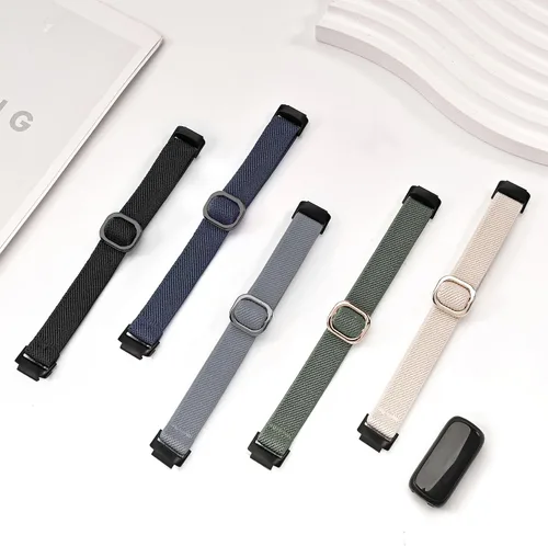 Vista 2 de Paquete de 5 correas elásticas de nailon compatibles con Fitbit Inspire 3 para mujeres y hombres, correa deportiva elástica ajustable suave
