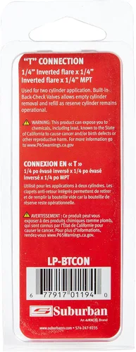 Vista 3 de Suburban Conexión LP-BTCON T: ideal para conectar múltiples tanques de propano a un sistema de RV