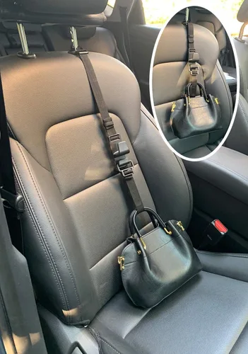 Vista 4 de Paquete de 2 ganchos universales para reposacabezas de automóvil, para interior de automóvil, asiento trasero y delantero, organizador para bolsos