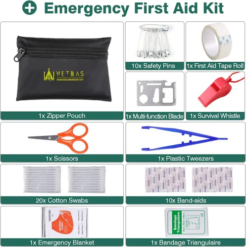 Vista 5 de Kit de Emergencia en Carretera para Automóvil, Kits Esenciales de Asistencia de Emergencia en Carretera para Seguridad de Vehículos Automotrices