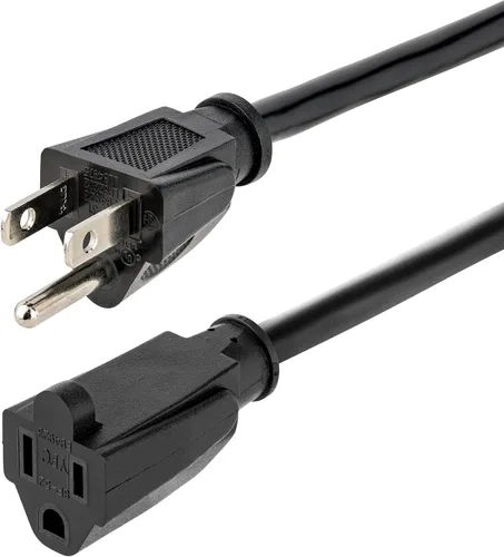 Vista 6 de StarTech.com Cable de extensión corta de 1 pie (0,3 m) - 125V a 13A, NEMA 5-15R a NEMA 5-15P - Cable de extensión de alimentación - Negro - Cable