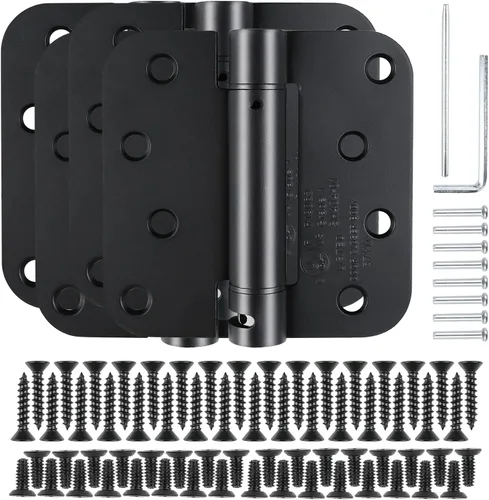 Vista 9 de Bisagras de puerta de cierre automático automático negro mate de 4 x 4 pulgadas, bisagra de resorte bisagras de cierre suave automático para puertas