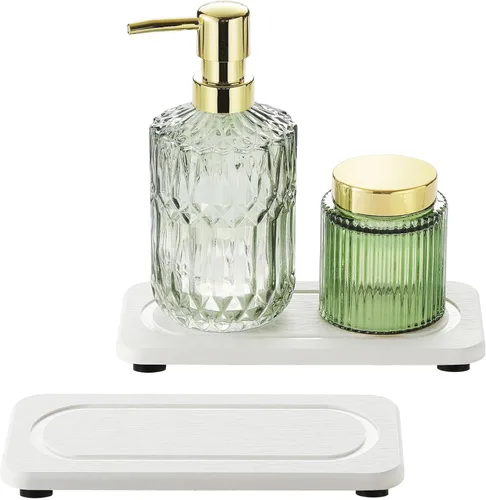 Vista 14 de Paquete de 2 bandejas de fregadero de piedra de diatomita, tapete de grifo absorbente de agua para encimera de cocina y baño, jabonera decorativa