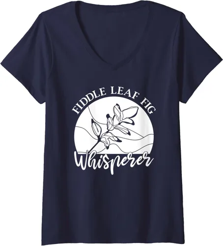 Vista 3 de Camiseta de interior con cuello en V para mujer, diseño de higo de hoja de violín, Negro, S