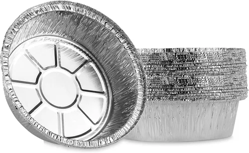 Vista 11 de PLASTICPRO Moldes redondos profundos de papel de aluminio de 10 pulgadas, aluminio desechable, aptos para congelador y horno - Para hornear