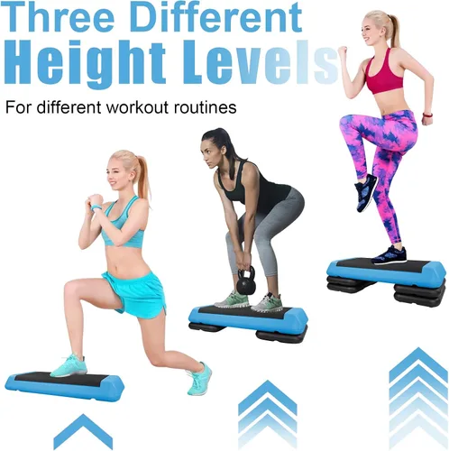Vista 6 de Escalón de entrenamiento aeróbico ajustable con 4 elevadores para entrenamiento de plataforma de fitness y ejercicio