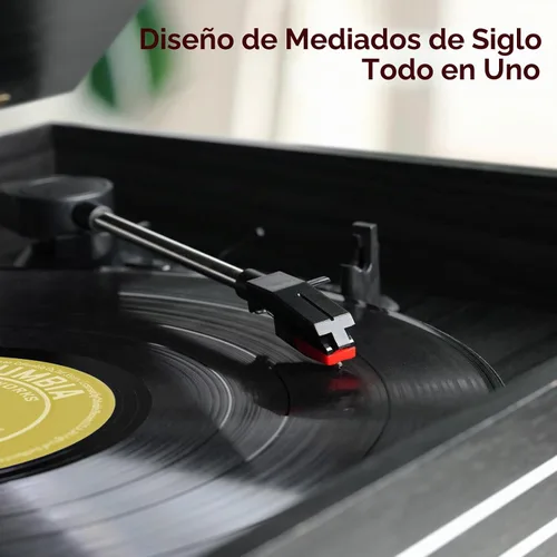Vista 7 de FEKTIK FEKTIK - Tocadiscos Bluetooth 10 en 1, tocadiscos de 3 velocidades para vinilo con altavoces, convertidor LP a MP3, CD, reproductor de Negro