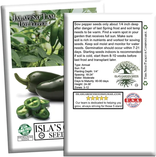 Vista 7 de Semillas de pimientos picantes Jalapeño Tam para plantar, más de 50 semillas tradicionales por paquete, semillas de jardín de Isla