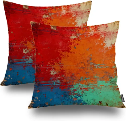 Vista 26 de Shrahala Juego de 2 fundas de almohada de mandala de color beige para exteriores, cuadradas, mandala, para interiores, de lino resistente al agua