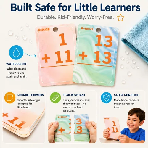 Vista 6 de Tarjetas de memoria de suma y resta Alened, tarjetas flash matemáticas 2do grado Math Facts Flashcards 1-20, Math Manipulatives Games for