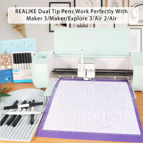 Vista 2 de REALIKE Bolígrafos de doble punta compatibles con Cricut Maker 3/Maker 4/Maker/Explore 3/4/Air 2/Air, juego de 7 rotuladores de doble punta fina