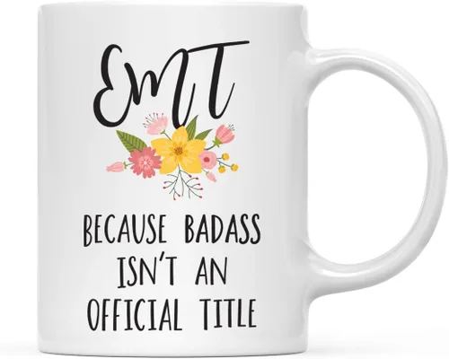 Vista 28 de Andaz Press Taza de café de 11 onzas, regalo de broma, tía porque Badass no es un título oficial, gráfico floral, 1 paquete