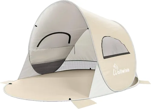 Vista 10 de WolfWise carpa para playa desplegable fácil de armar con FPS 50+, brinda sombra y protección al instante Azul
