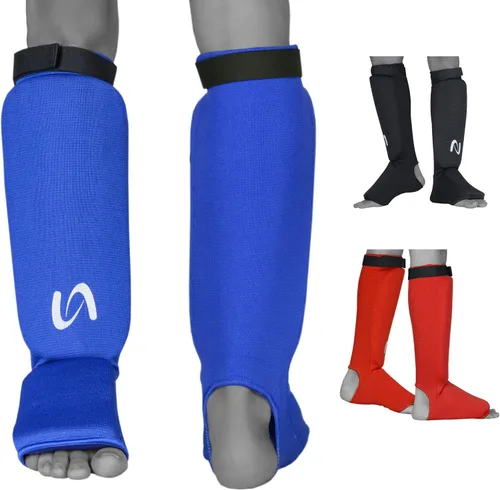 Vista 7 de UFG Ultimate - Espinillera de tela para protección de entrenamiento de Muay Thai para Karate MMA Boxeo Muay Thai Negro