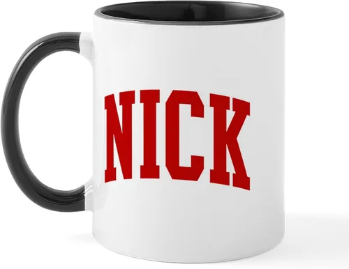 Vista 4 de CafePress NICK (rojo) Taza de café de cerámica de 11 oz (11.0 fl oz)