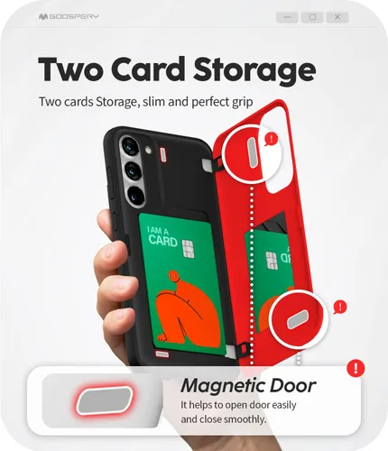 Vista 303 de GOOSPERY Parachoques magnético para puerta compatible con Galaxy S9 Plus, tarjetero tipo billetera con cierre automático por iman, funda protectora