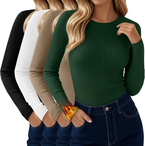 Vista 2 de Paquete de 4 camisas térmicas de manga larga acanaladas
