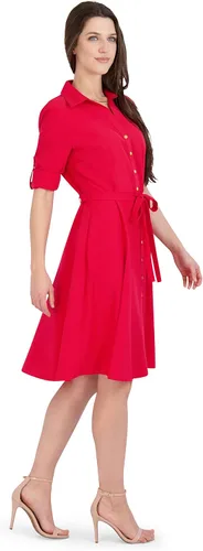 Vista 2 de Sharagano Vestido camisero con botones en la parte delantera y mangas enrollables para mujer