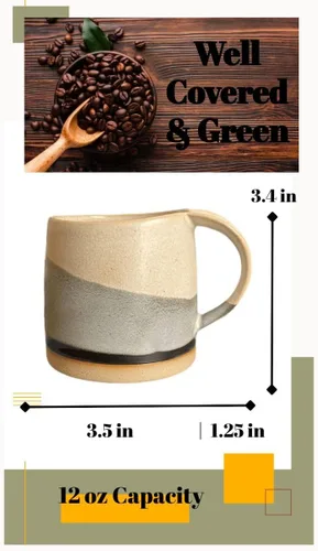 Vista 6 de Well Covered & Green Original Day - Juego de tazas de café de cerámica esmaltada, 2 tazas de café estilo japonés vintage, taza de cerámica y juego