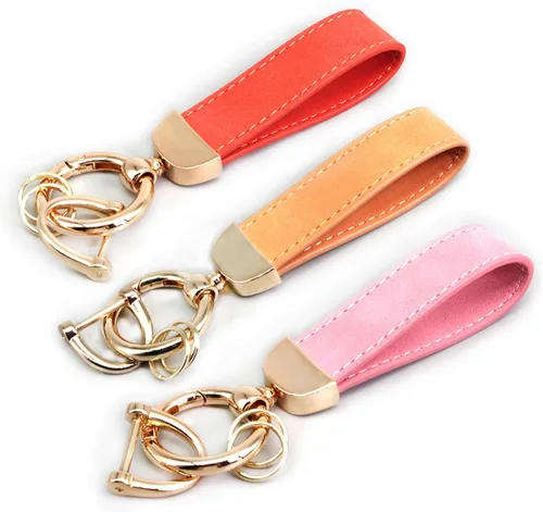 Vista 8 de 3PCS Leather Car Key chain with 360 Degree Snap Swivel and Anti-Lost D-Ring plateado