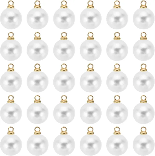 Vista 15 de PATIKIL Abalorio de perlas, 100 cuentas de perlas de imitación de perlas colgantes para bricolaje para hacer joyas, pulseras, aretes, collares Beige