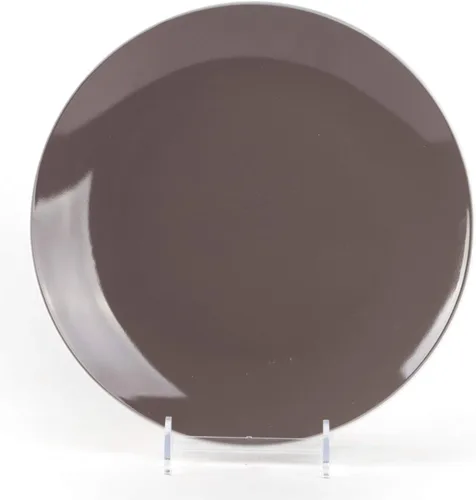 Vista 4 de HomeVss - juego de vajilla de gres en forma de cupé de 18 piezas, exterior blanco + interior taupe gris topo