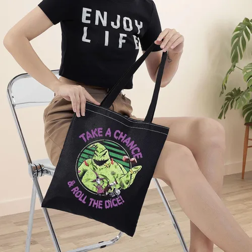 Vista 4 de BWKTOP Funny Ghost Tote Bag - Ghost Fans Gift: Take A Chance And Roll The Dice