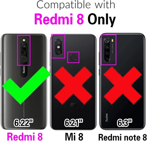 Vista 2 de Asuwish Funda de teléfono para Xiaomi Redmi 8A Redme 8 con protector de pantalla de vidrio templado y soporte delgado híbrido resistente resistente