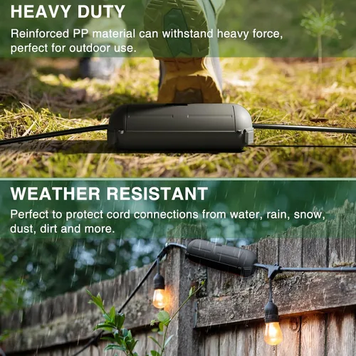 Vista 6 de Flemoon - Cubierta de seguridad para cable de extensión para exteriores, protector de conexión impermeable IP44, caja eléctrica resistente a