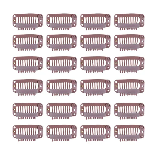 Vista 21 de YANTAISIYU 24 unids/1.102 in 8 dientes Metal peluca clips con goma Snap Clips para peluca Hairpiece Hair Extension Accesorios (negro)