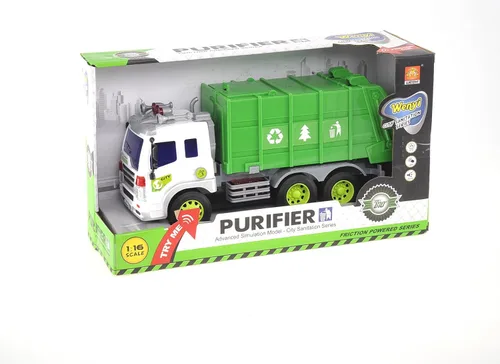 Vista 7 de PowerTRC Camión de basura de juguete con camión de basura, camión de basura alimentado por fricción para niños pequeños, camión de reciclaje