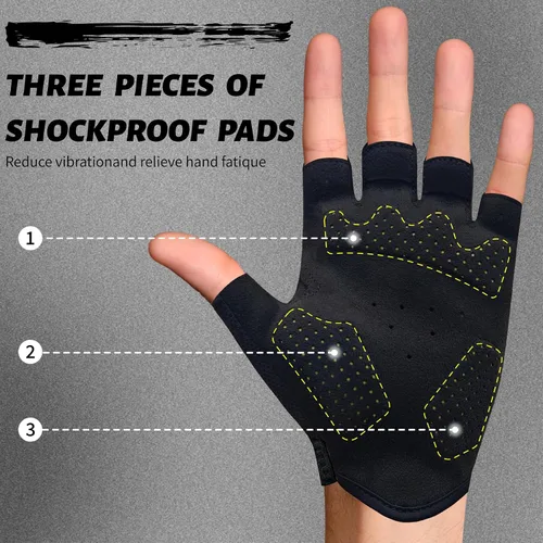 Vista 3 de VXW Guantes de ciclismo para hombres y mujeres, con tiras reflectantes y almohadilla antideslizante que absorbe los golpes para bicicletabicicleta