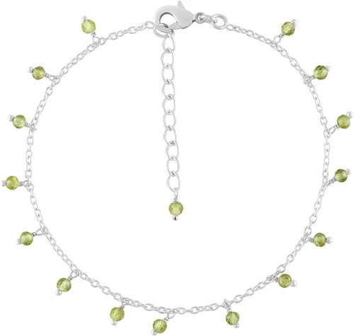 Vista 24 de Yanara Tobilleras de piedras preciosas para mujer, piedra natal natural, chapada en plata, joyería hecha a mano en 8.5 + 1.5 pulgadas, cristales