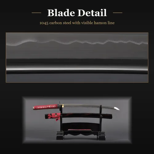 Vista 5 de Handmade Sword Espadas wakizashi samurai japonesas, prácticas, forjadas a mano, acero al carbono 1045/1095, templado calentado, espiga completa
