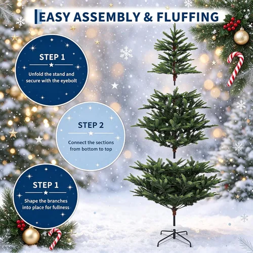 Vista 5 de Árboles de Navidad artificiales de abeto preiluminados de 7.5 pies