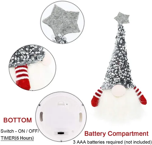 Vista 6 de GMOEGEFT Luces escandinavas de gnomo de Navidad con temporizador, gnomo sueco de Santa Tomte, decoración de Navidad nórdica, juego de 2
