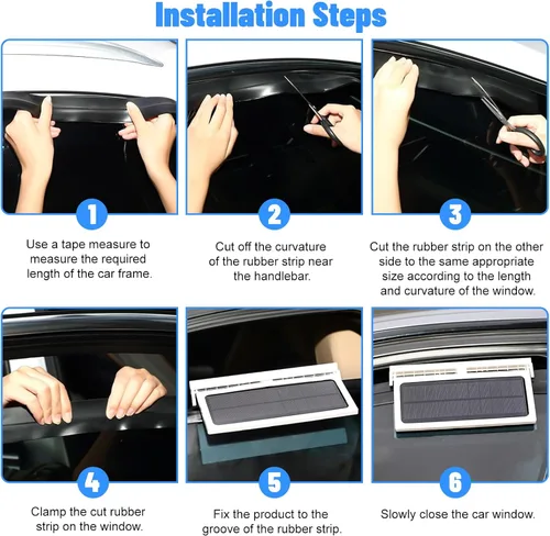 Vista 5 de Plplaaoo Ventilador de coche alimentado por energía solar con tres ventiladores: ventilador de ventilación portátil de 5000 RPM para refrigeración