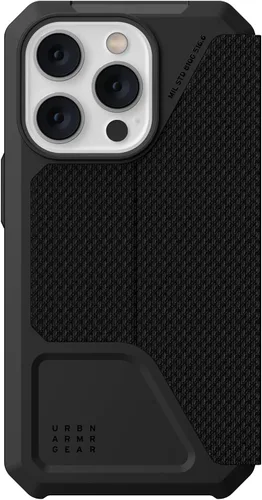Vista 3 de URBAN ARMOR GEAR UAG - Funda diseñada para iPhone 14 Pro, Kevlar negra de 6.1 pulgadas, funda protectora resistente con tarjetero compatible