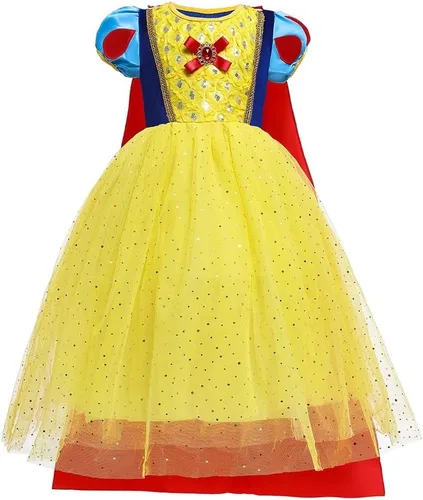 Vista 12 de HIHCBF Disfraz de princesa blanca como la nieve para niñas, cumpleaños, Navidad, Halloween, carnaval (con accesorios)