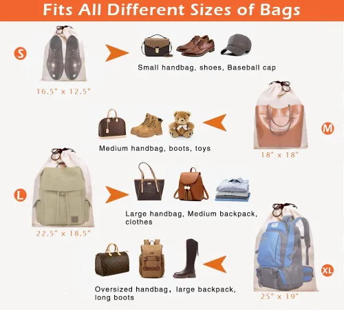 Vista 5 de misslo Conjunto de 3de algodón transpirable Dust-proof Cordón Bolsa de almacenamiento multifuncional bolsa